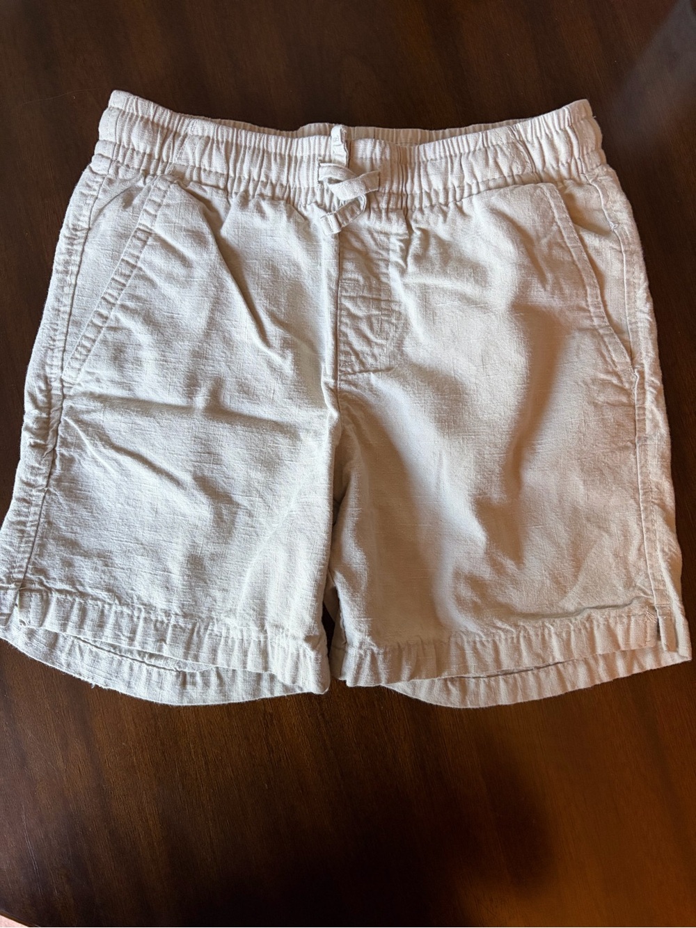 Boys Ivory Pull-On Linen-Blend Shorts